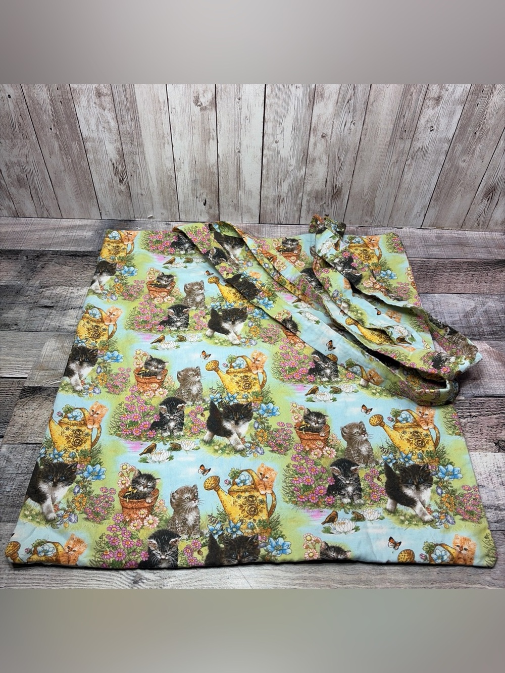 Handmade Tote Bag Kitty’s Garden Cotton Fabric Lined